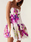 Hot girl style ruffled  skirt printed short dress