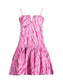 Hot girl style ruffled  skirt printed short dress