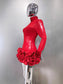Sexy Mesh Long Sleeve Flowers Mini Bodycon Dress