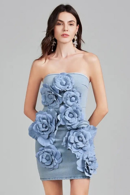 Three Dimensional Flower mini Dress