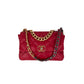 Chanel 19 Large Quilted Goatskin Silver and Gold Red Flap Bag