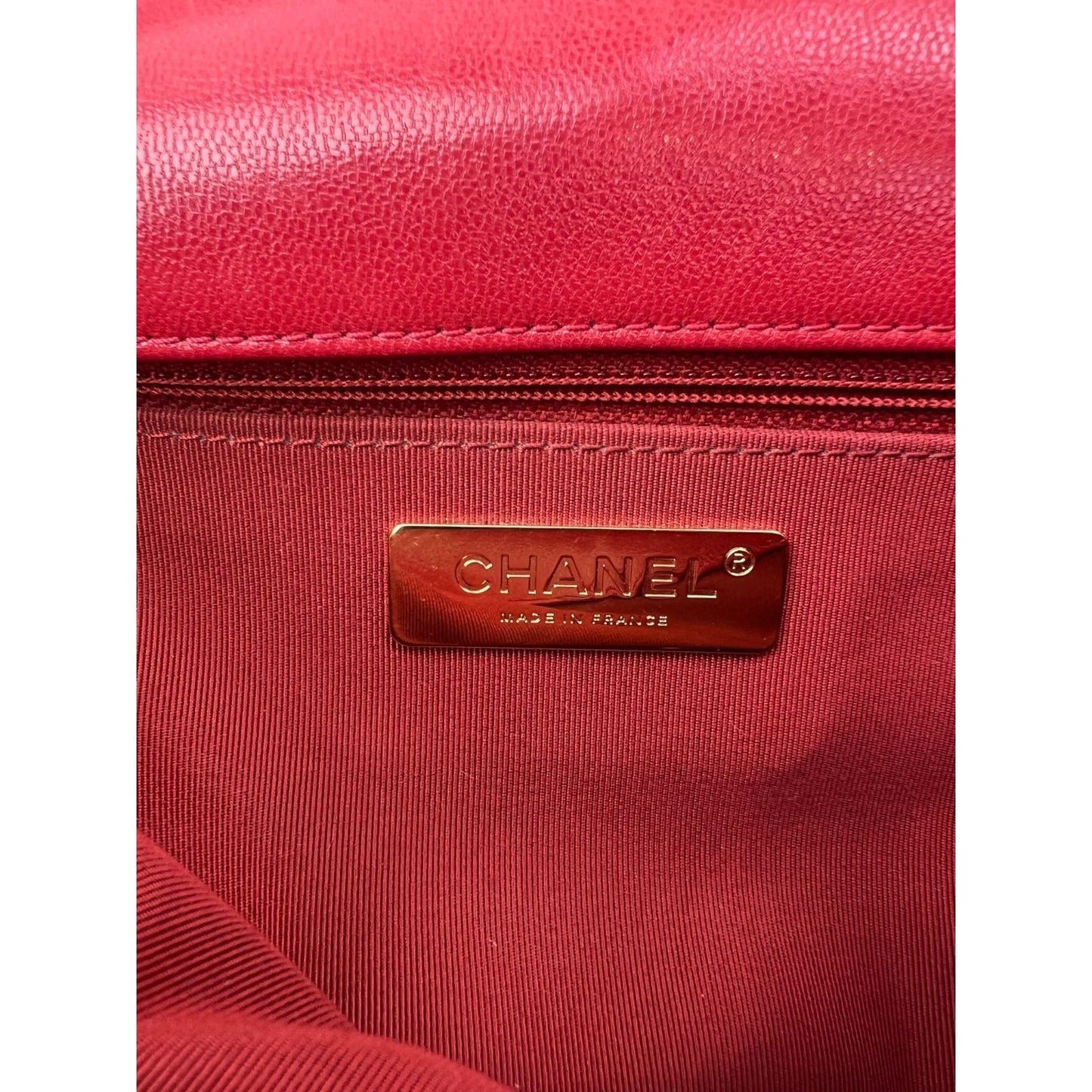 Chanel 19 Large Quilted Goatskin Silver and Gold Red Flap Bag