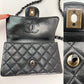 Chanel Vintage Quilted Lambskin Black Resin Chain Small Classic Single Flap Bag RARE