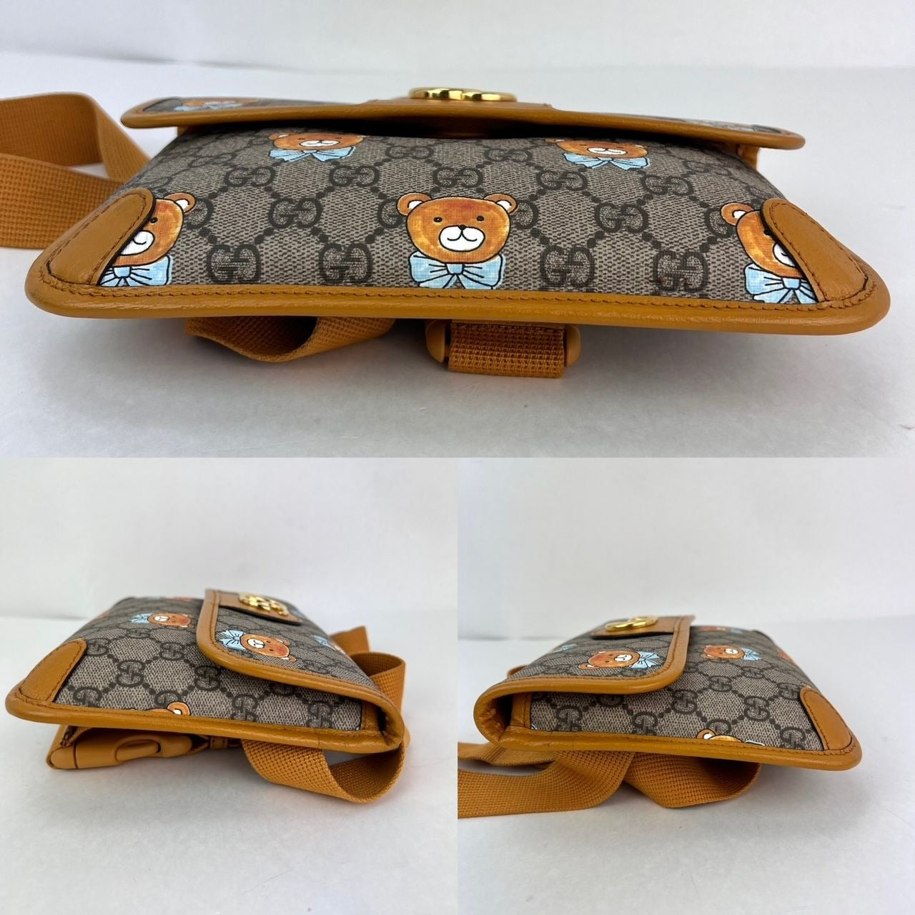 Gucci XKai GG Supreme Slim Vintage Sun Oil Bear Belt Sling Bag