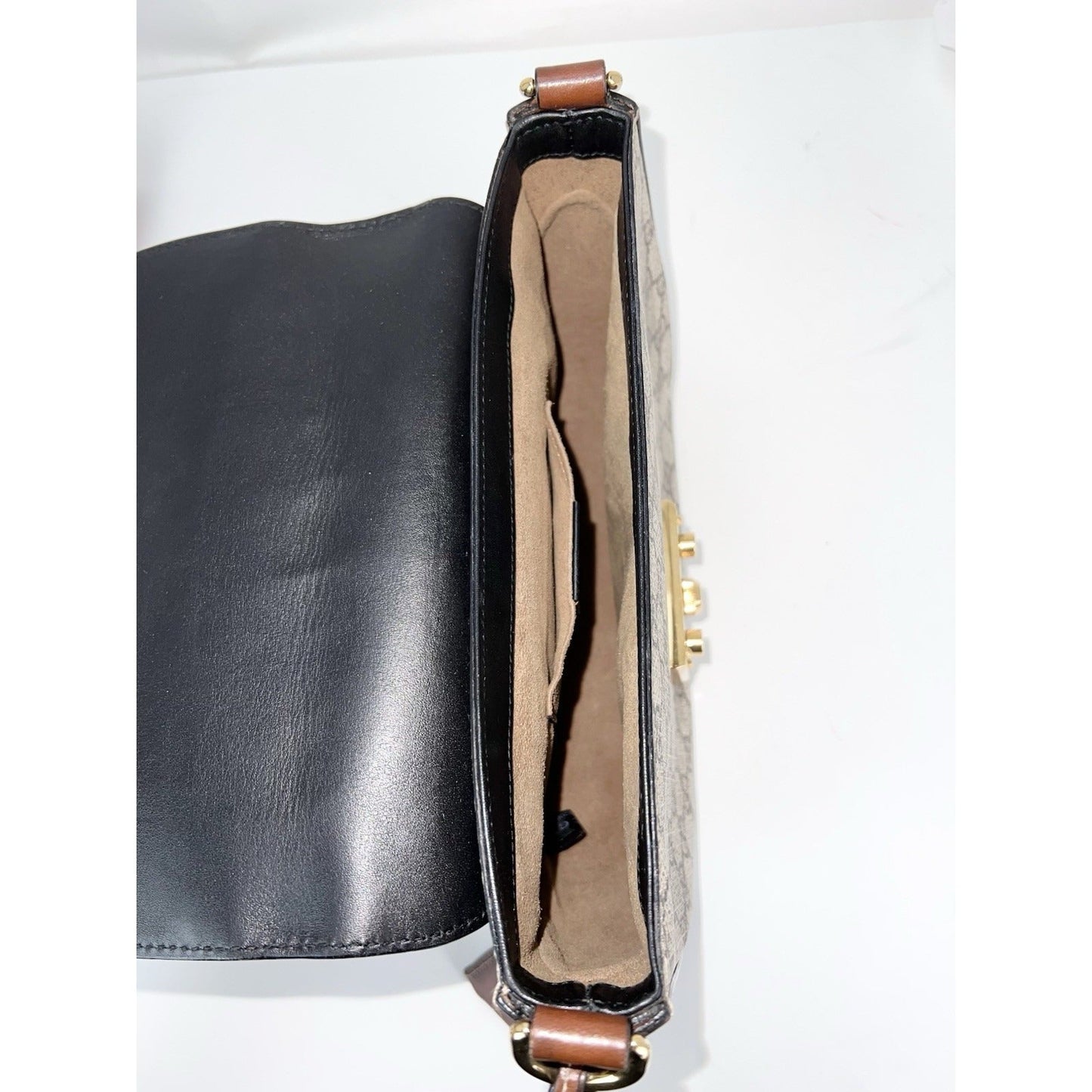 Gucci GG Supreme Web Padlock Black Messenger Shoulder Bag