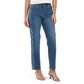 CAMILA COELHO High Rise Straight Leg Jeans With Floral Rhinestone Details