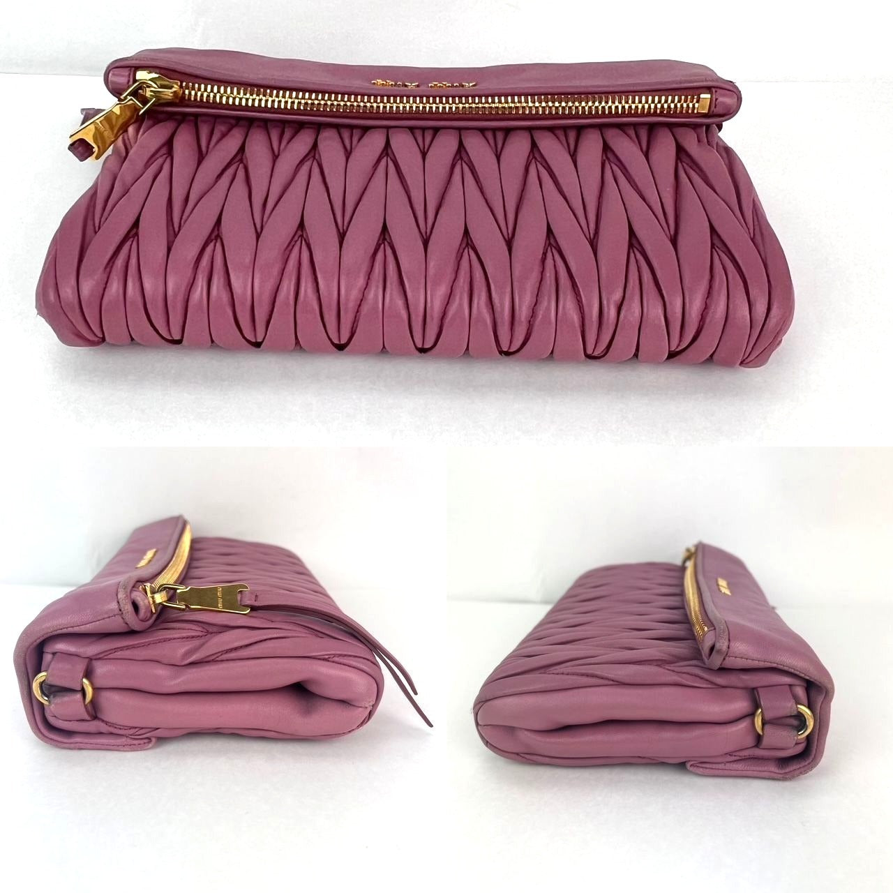 Miu MIU Matelasse Pink Nappa Leather Shoulder Bag