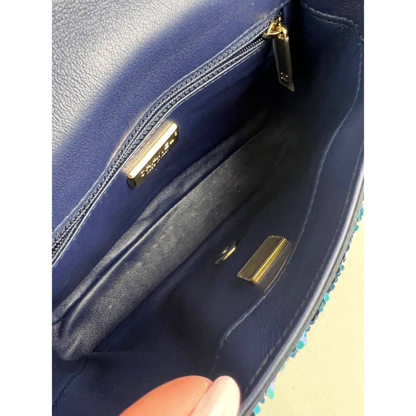 Chanel Shaded Sequins Mini Flap Green, Blue, black Shoulder Bag