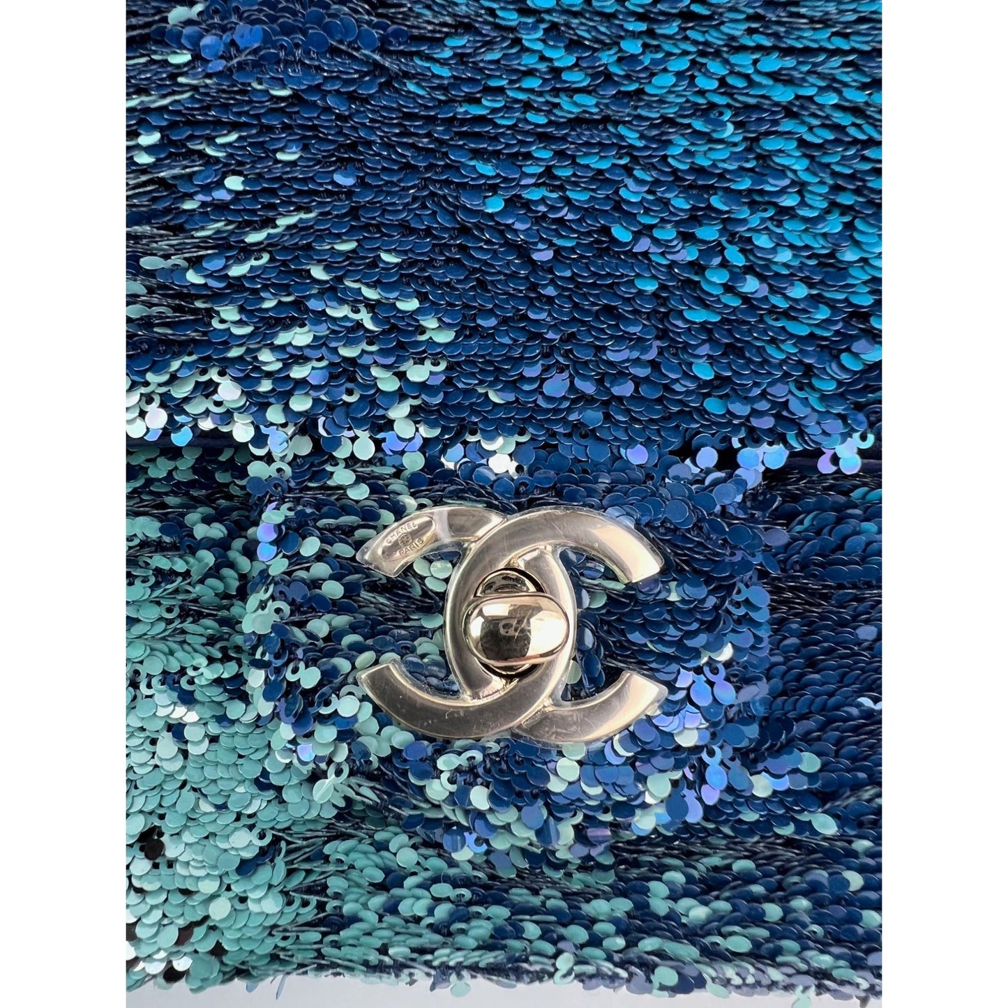 Chanel Shaded Sequins Mini Flap Green, Blue, black Shoulder Bag