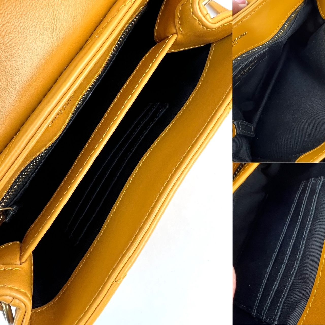 Saint Laurent Calfskin Quilted Toy Loulou Yellow Crossbody Bag