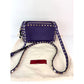 Valentino Rockstud Double Zip Purple Leather Crossbody Bag