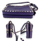 Valentino Rockstud Double Zip Purple Leather Crossbody Bag