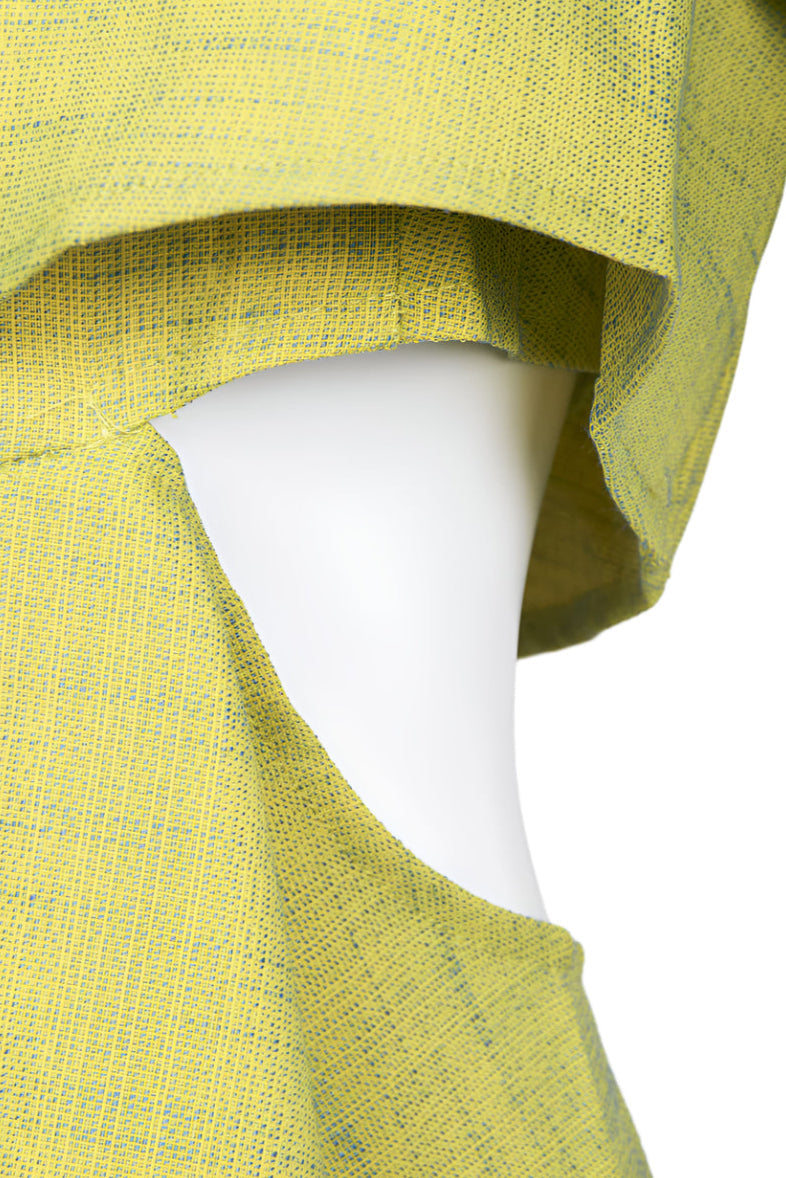 WHY Dress Crew Neck Ruffled Sleeveless Zipper Back Piping Detail Popover Crepe Top