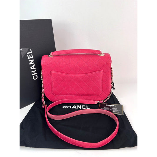 Chanel Paris-Cuba Medium Caviar Calfskin Thread Around Pink Flap Bag with top handle