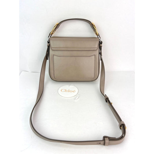 Chloe Shiny Calfskin Suede Small C Motty Gray Shoulder Bag