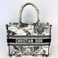 Christian Dior Book Embroidered Canvas Medium Stars and Signs Black Tote