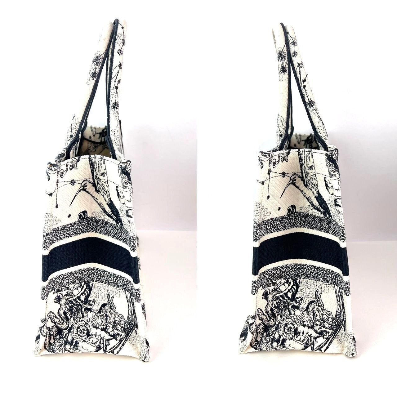 Christian Dior Book Embroidered Canvas Medium Stars and Signs Black Tote